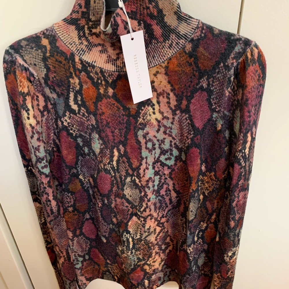 Rebecca Taylor Cashmere Size Small Snake Print Top